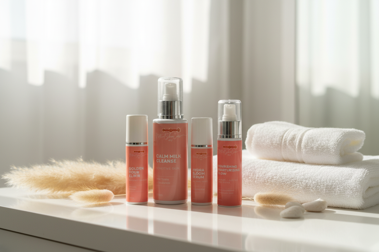 Natural Skincare lifestyle hero image with products